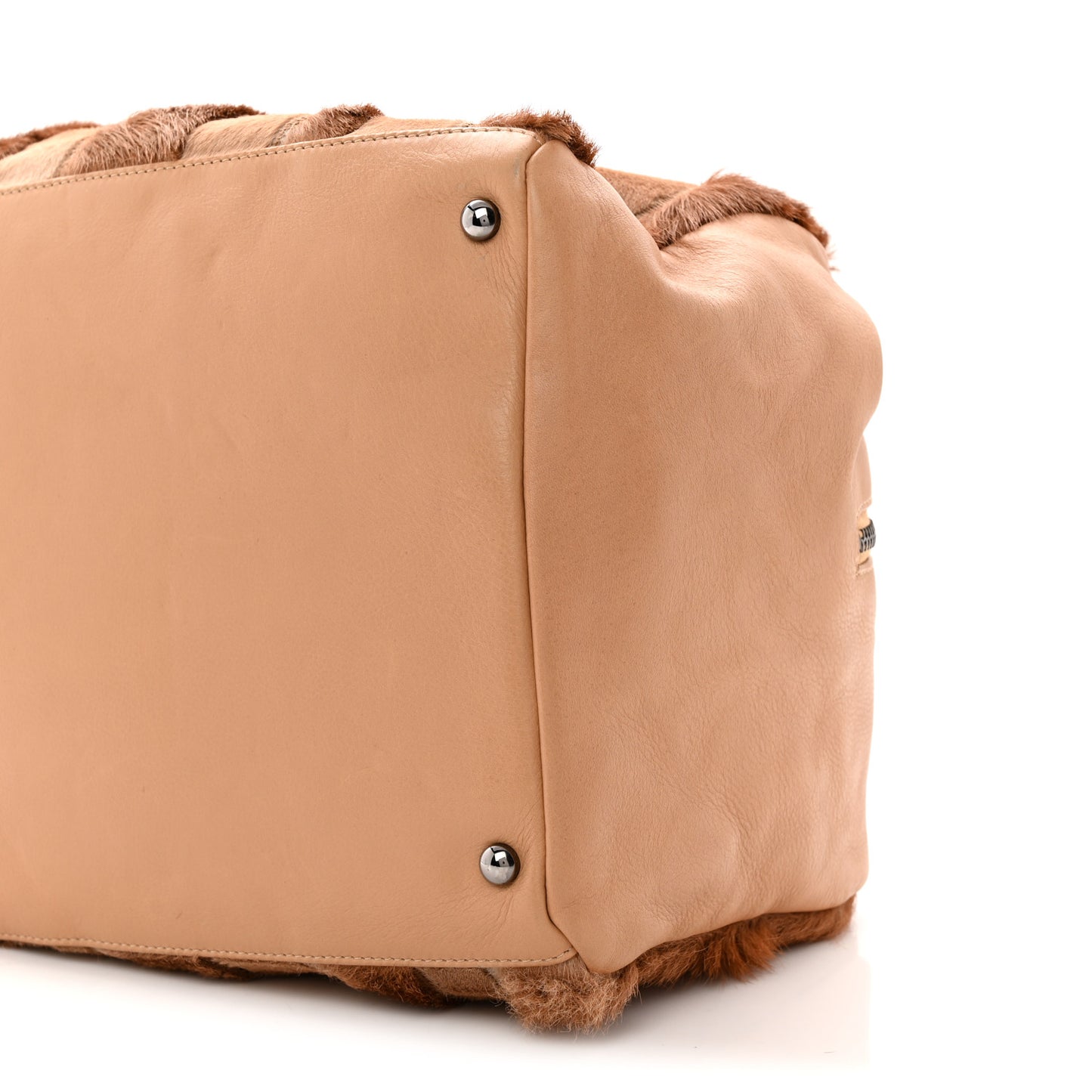 Lambskin Pony Hair Tote Dark Beige
