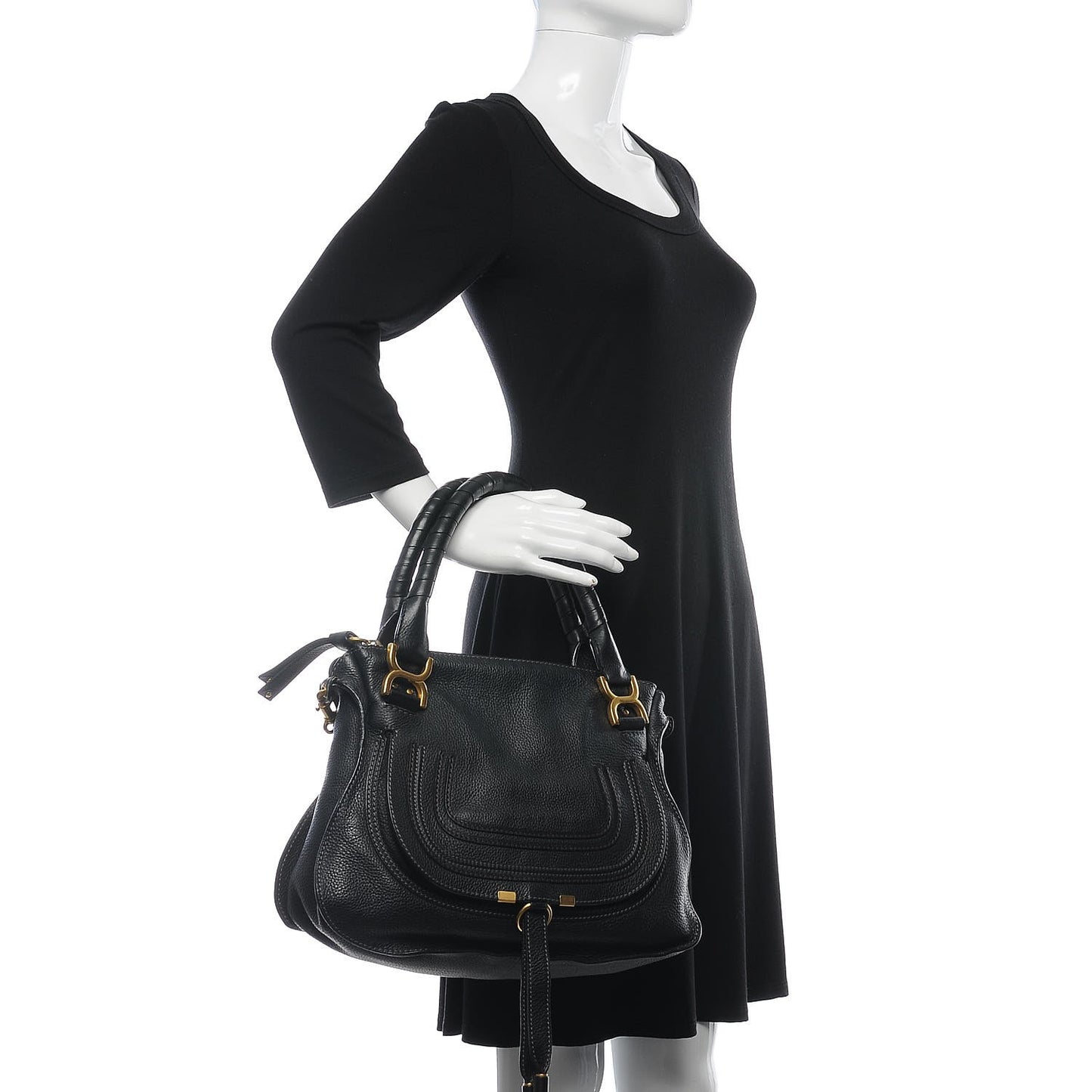 Calfskin Medium Marcie Satchel Black