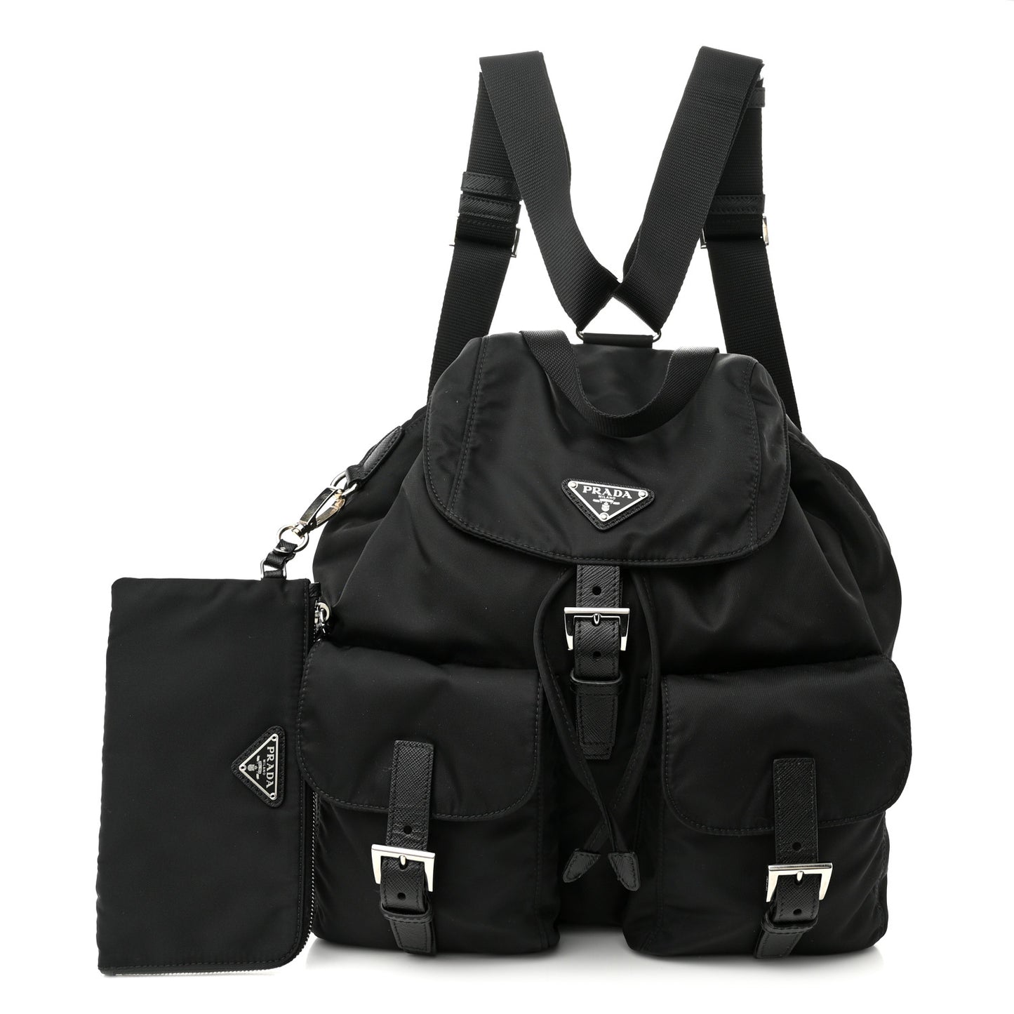 Tessuto Nylon Saffiano Medium Backpack Black