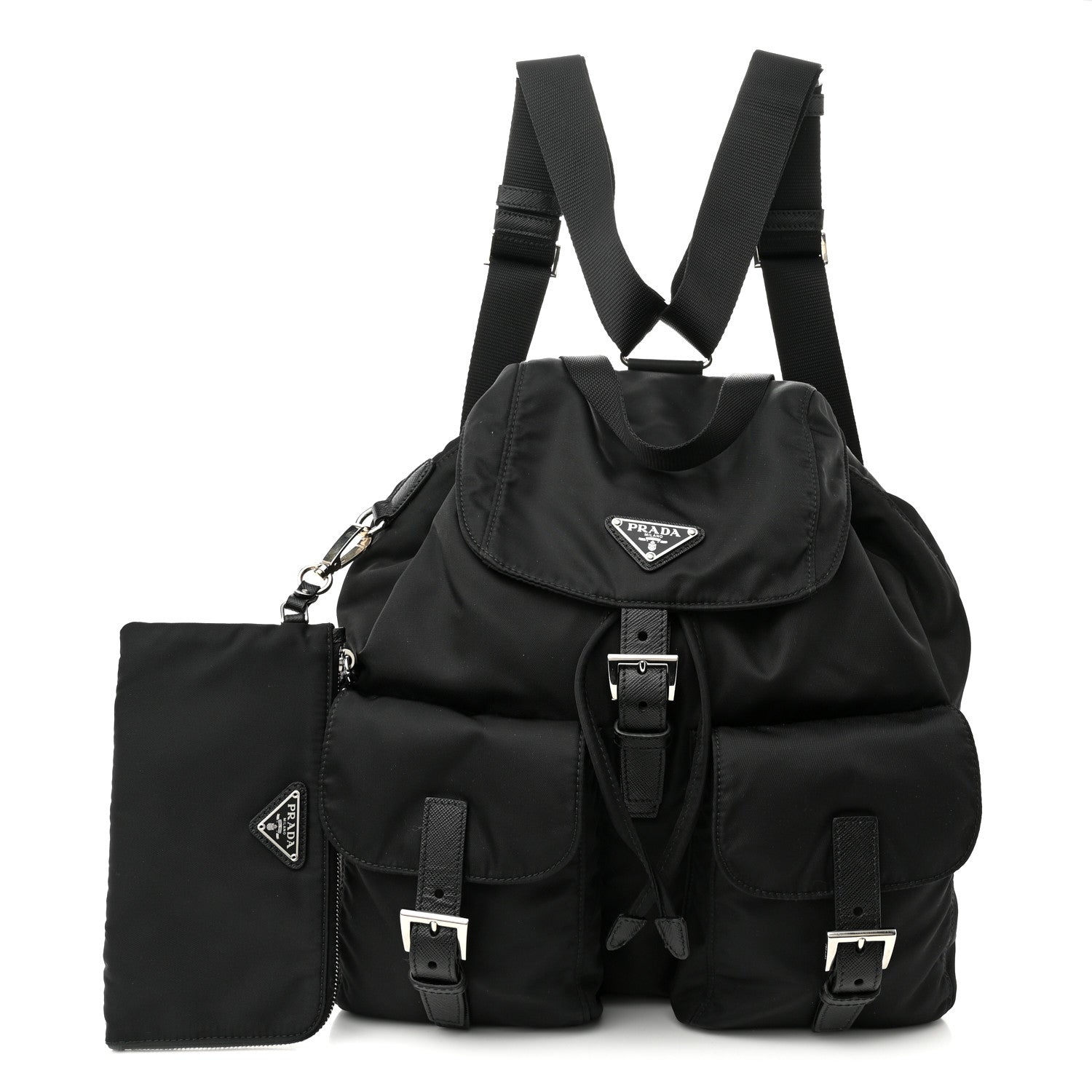 Prada Tessuto Nylon Saffiano Medium Backpack Black 1 of 10