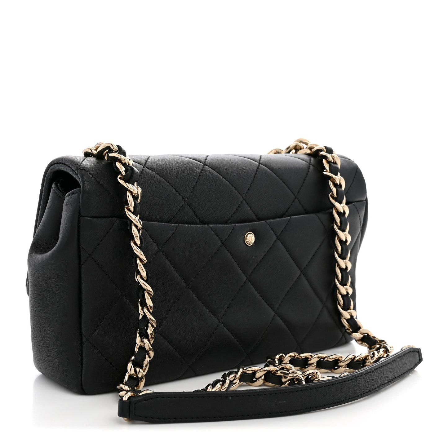 Lambskin Quilted Resin Bi-Color Chain Flap Bag Black