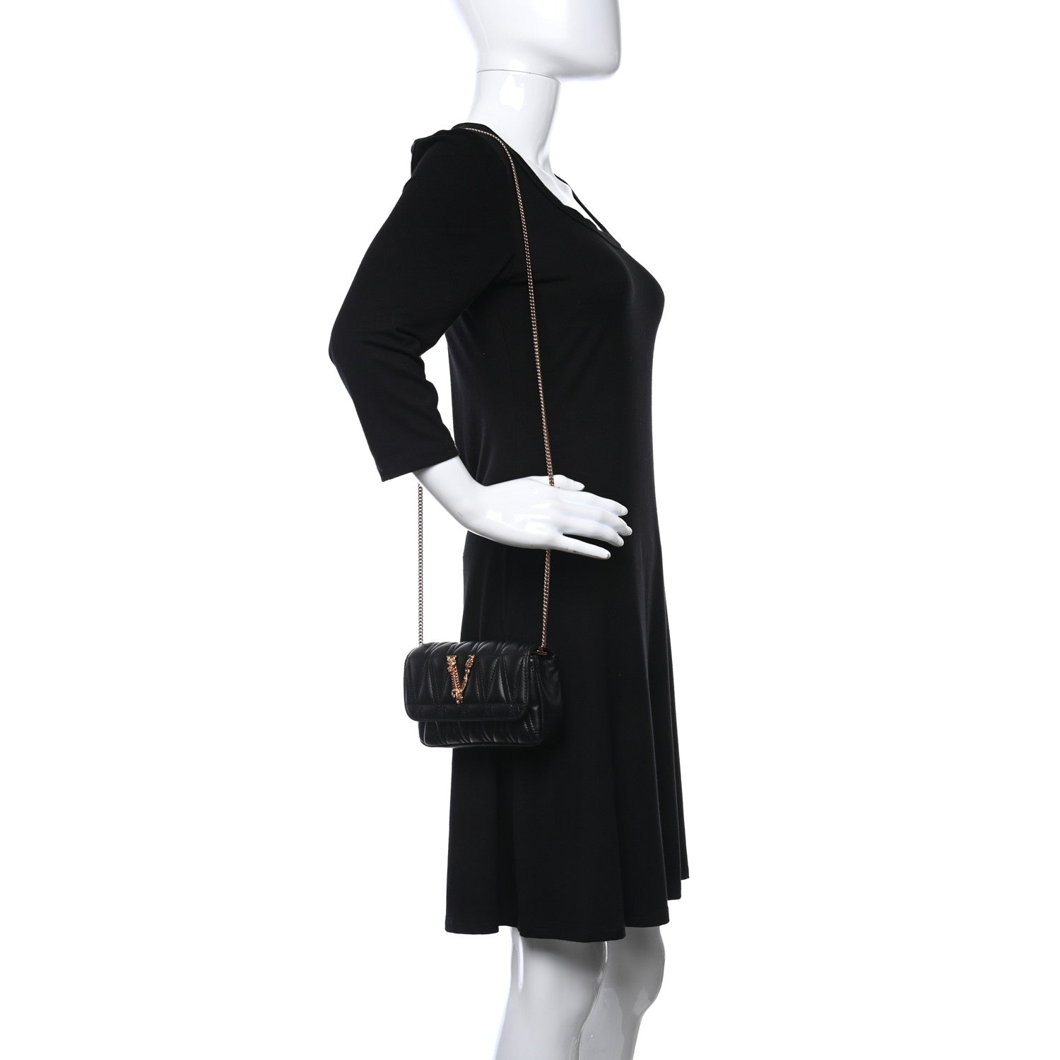 Versace Nappa Quilted Virtus Evening Bag Black 2 of 9