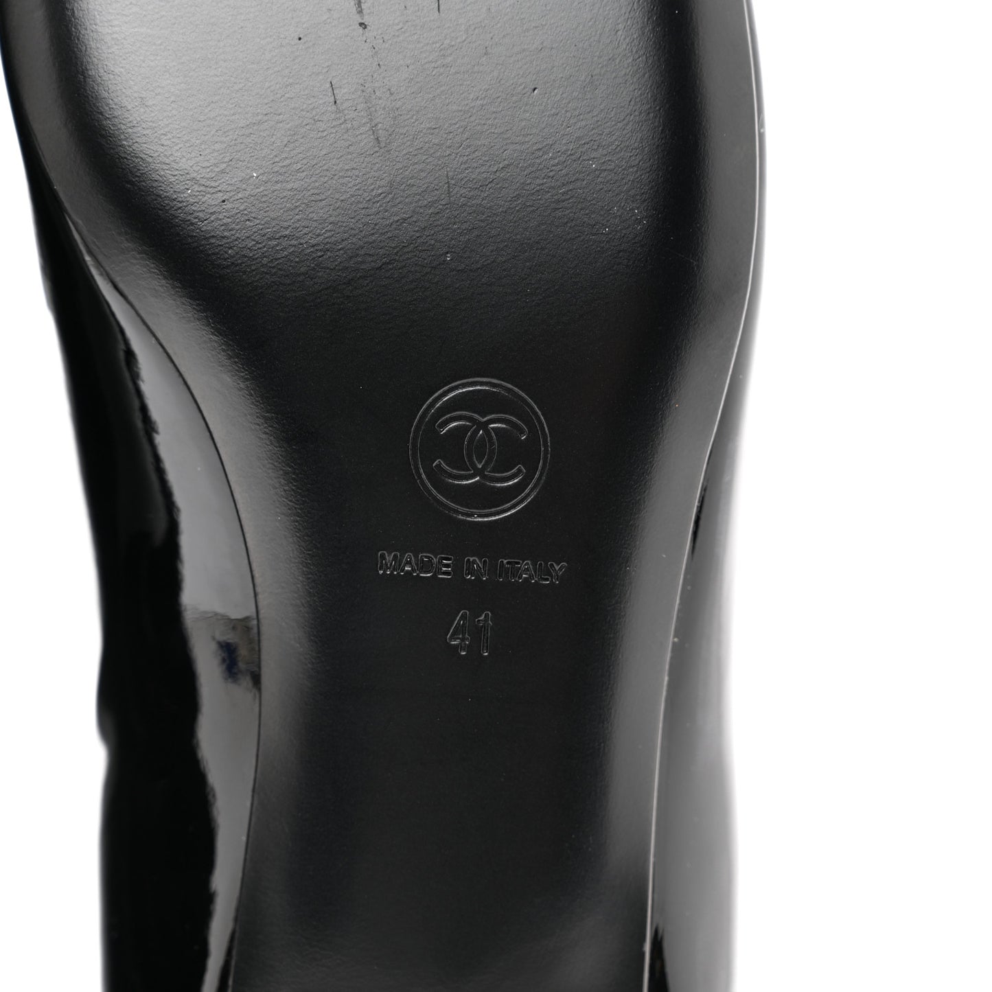 Patent Calfskin Pearl CC Loafers 41 Black