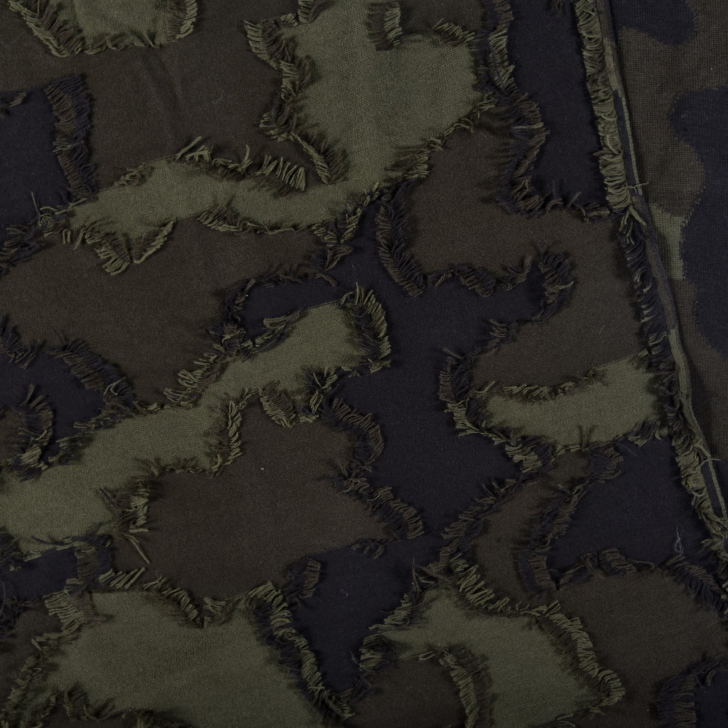 Wool Cashmere Embroidered Camouflage Stole Green