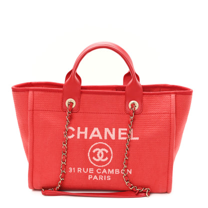 Chanel Mixed Fibers Small Deauville Tote Red 1 of 12