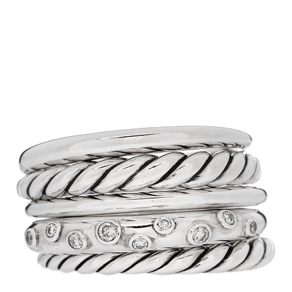 David Yurman Sterling Silver Diamond 16mm Pure Form Stacked Ring 58 8.25 1 of 4