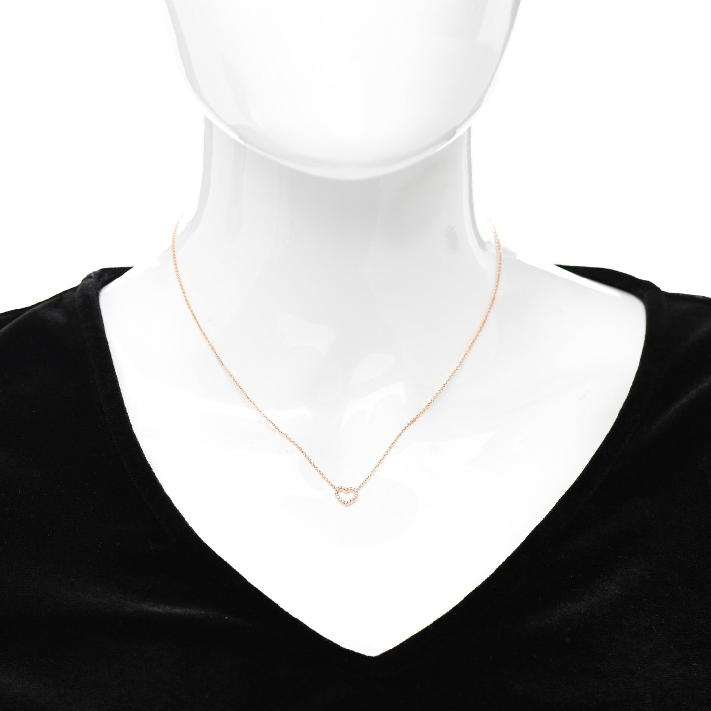 18K Rose Gold Diamond Metro Heart Pendant Necklace