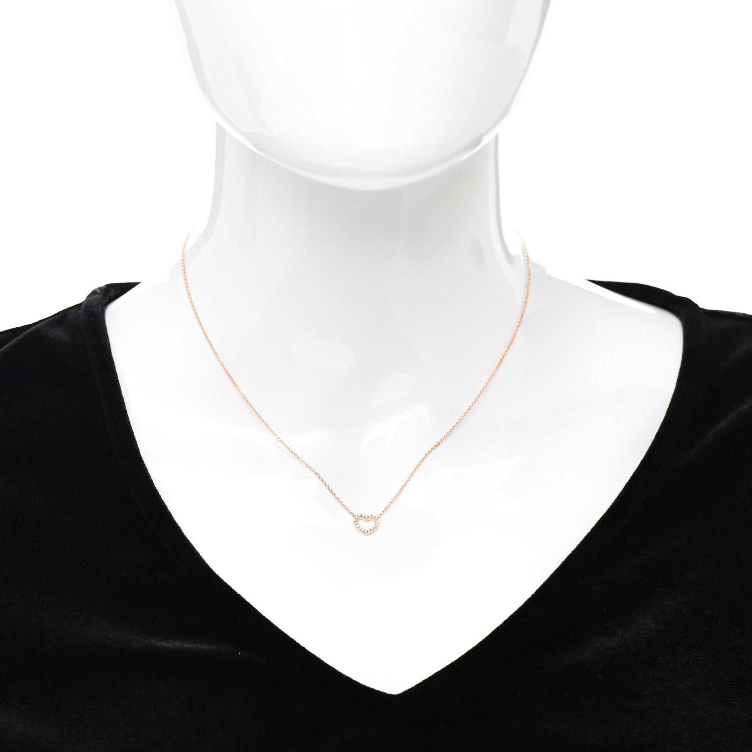 Tiffany 18K Rose Gold Diamond Metro Heart Pendant Necklace 2 of 4