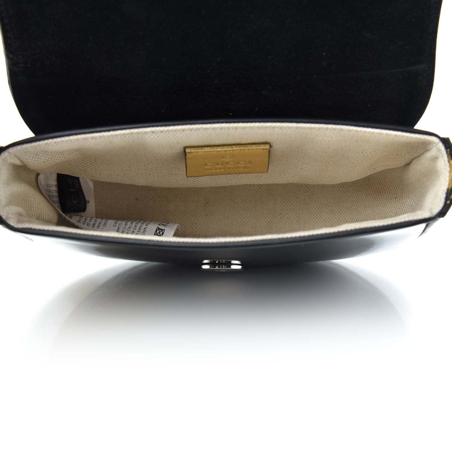 Metallic Calfskin Kids Fox Crossbody Bag Black Gold