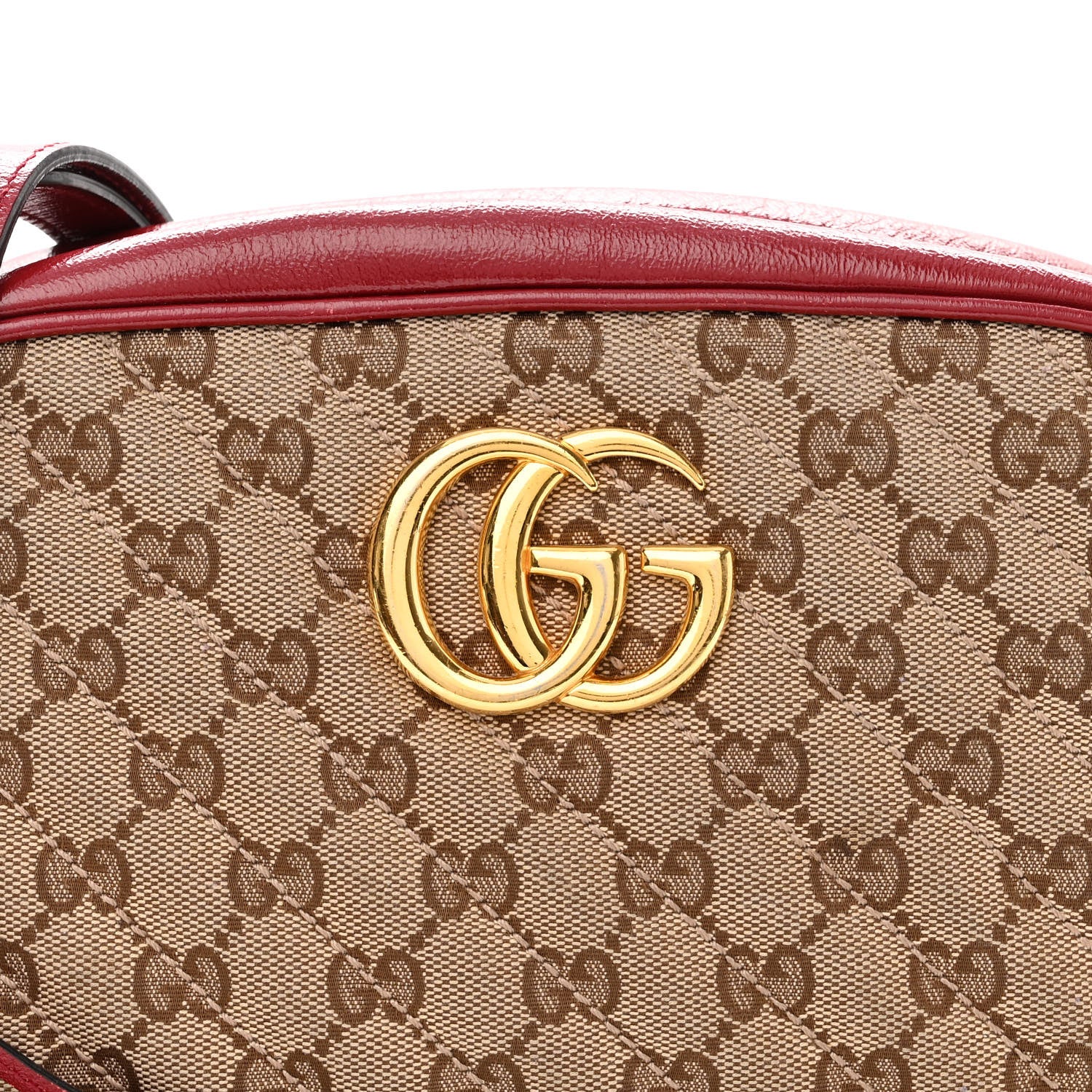 Gucci Monogram Azalea Calfskin Matelasse Diagonal Small GG Marmont Chain Shoulder Bag Beige Ebony New Cherry Red 8 of 11