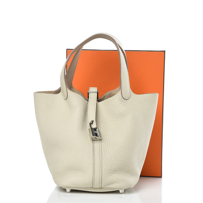 Hermes Taurillon Clemence Picotin Lock 18 PM Beton 10 of 10