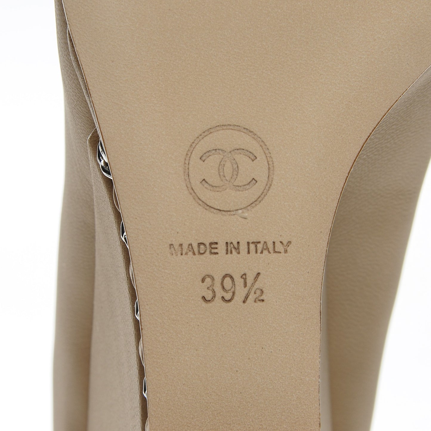 Calfskin Cap Toe Chain Wedge Pumps 39.5 Marron Clair Black