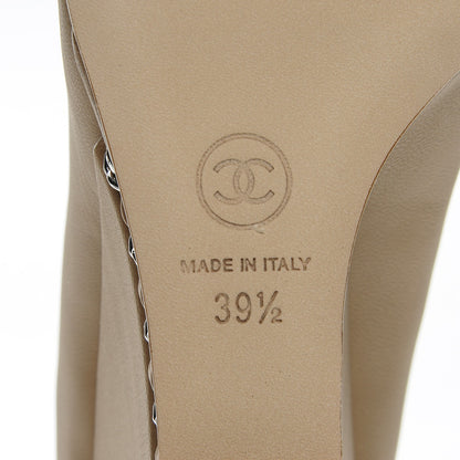 Chanel Calfskin Cap Toe Chain Wedge Pumps 39.5 Marron Clair Black 7 of 7