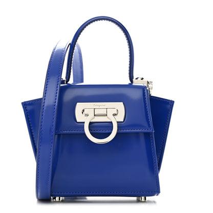 Salvatore Ferragamo Brushed Calfskin Micro Iconic Top Handle Bag Lapis Lazuli 1 of 9