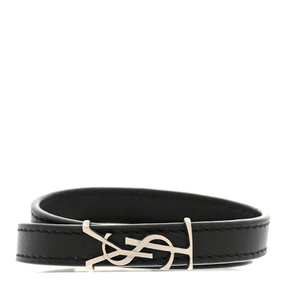 Saint Laurent Calfskin Opyum Double Wrap Bracelet Black 1 of 7