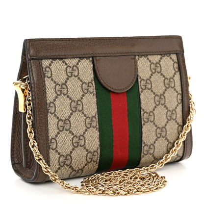 Gucci GG Supreme Monogram Textured Dollar Calfskin Web Mini Ophidia Chain Shoulder Bag Beige Ebony New Acero 3 of 12