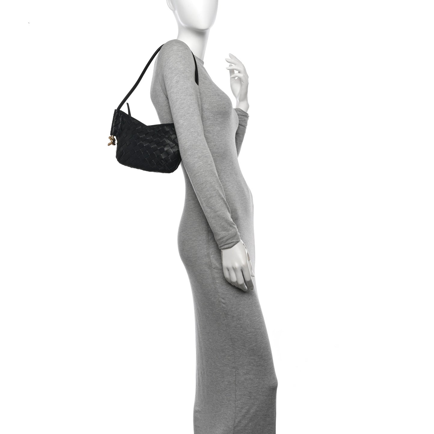 Nappa Intrecciato Mini Solstice Shoulder Bag Black