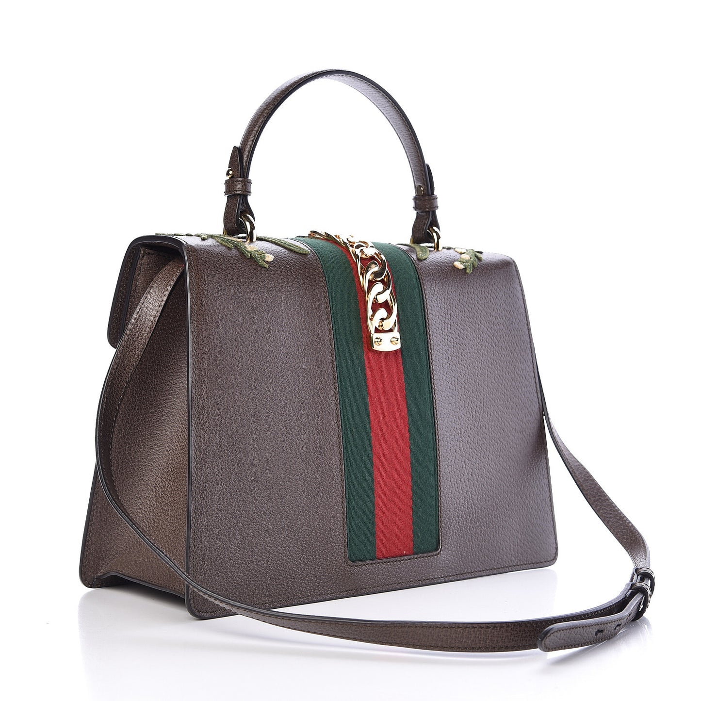 Calfskin Embroidered Medium Sylvie Top Handle Bag New Acero Multicolor
