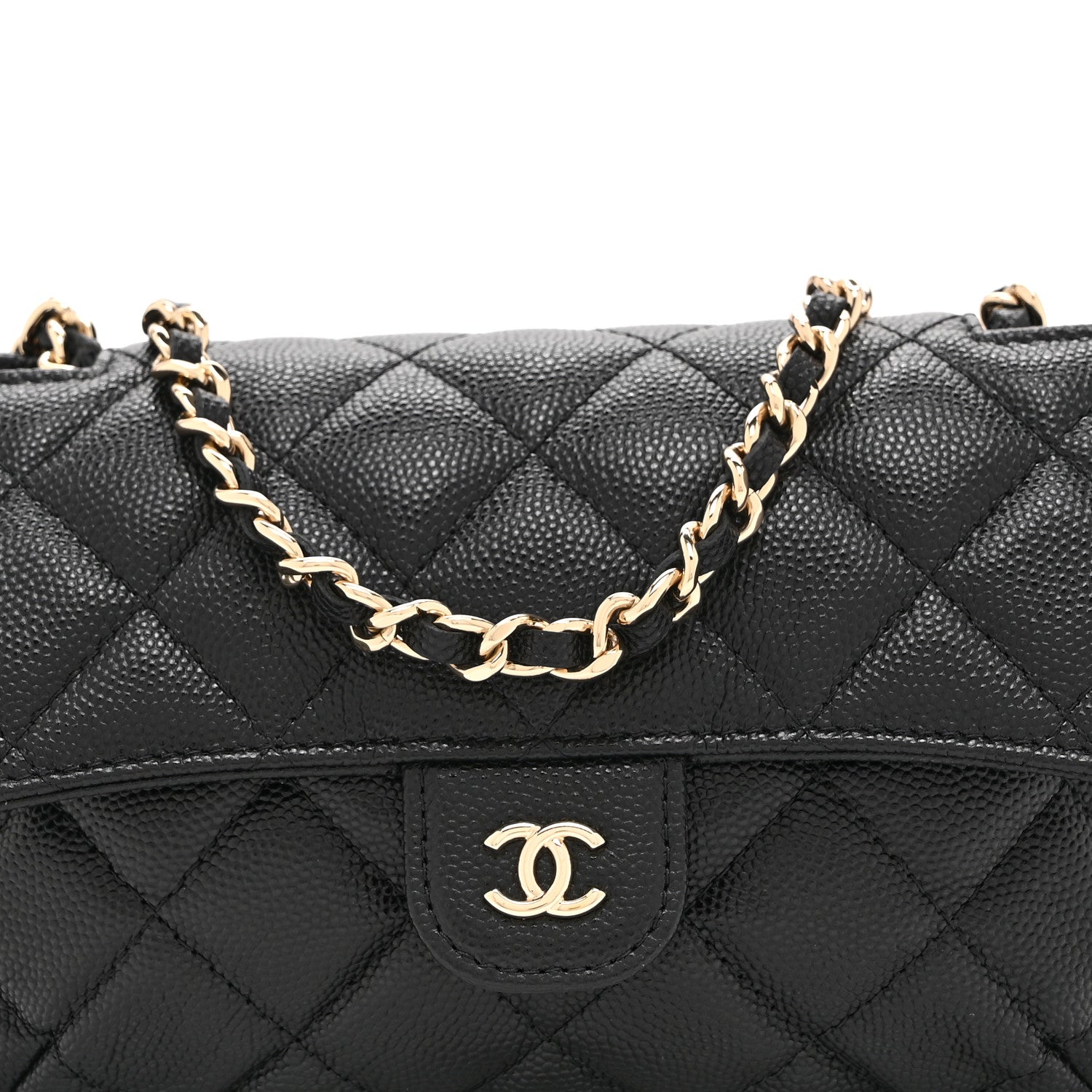Chanel Caviar Fabric Graffiti Foldable Tote Bag With Chain Black Multicolor 13 of 19