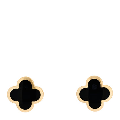 Van Cleef & Arpels 18K Yellow Gold Onyx Pure Alhambra Earrings 1 of 5