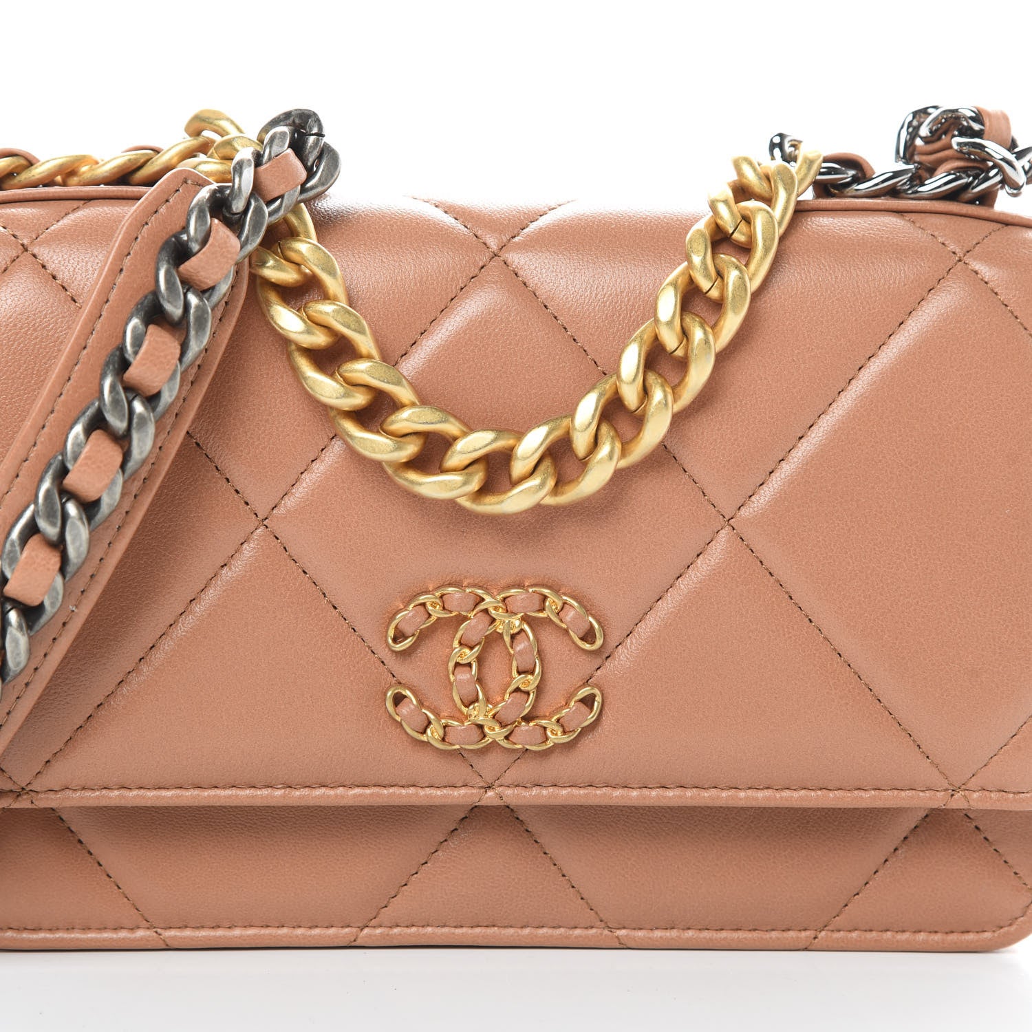 Chanel Lambskin Quilted 19 Wallet On Chain WOC Brown 9 of 14
