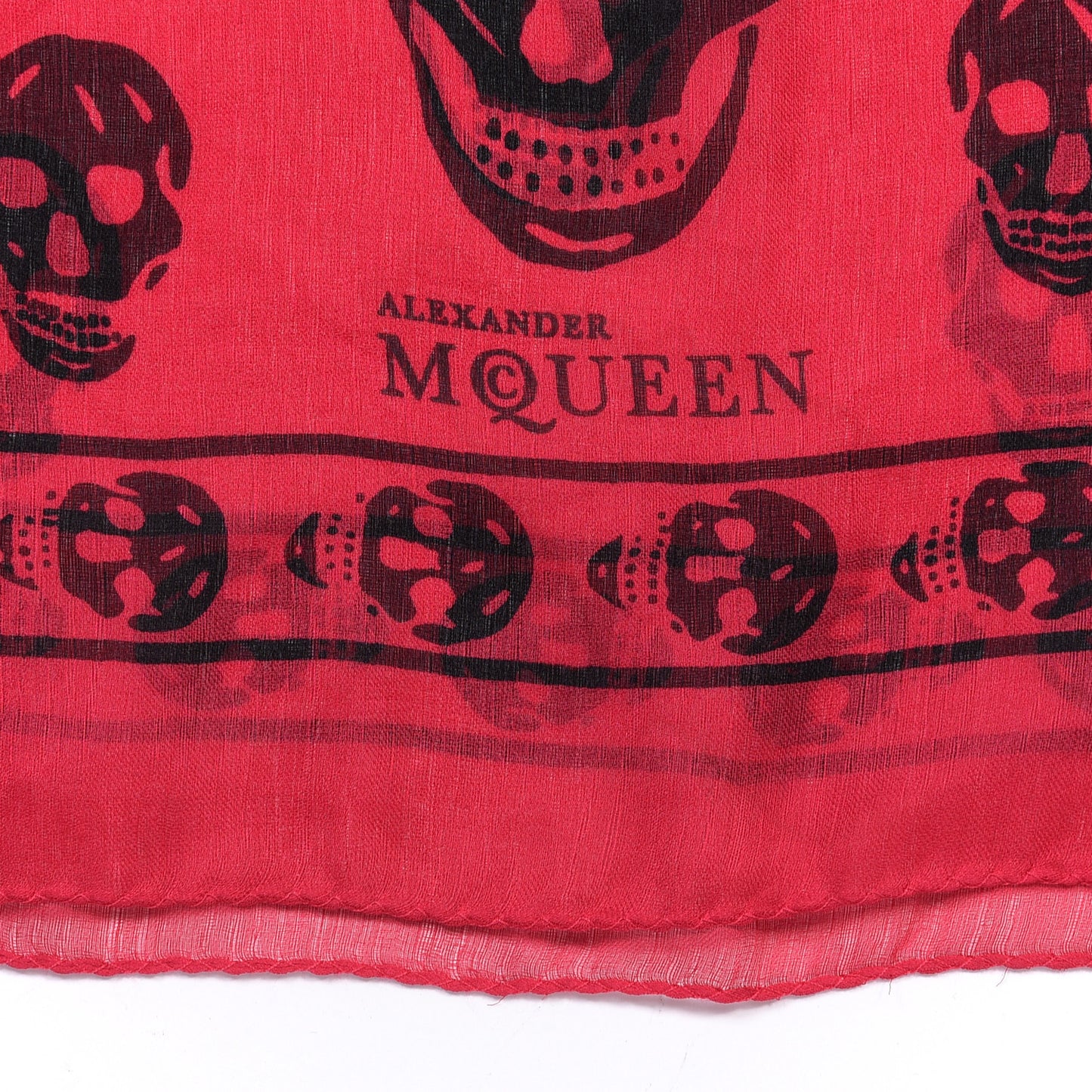 Silk Chiffon Skull Scarf Red Black