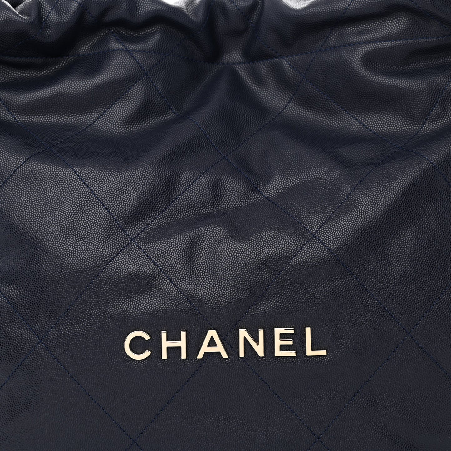 Shiny Caviar Quilted Chanel 22 Dark Blue