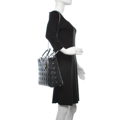 Christian Dior Lambskin Cannage Large Lady Dior Black 2 of 12