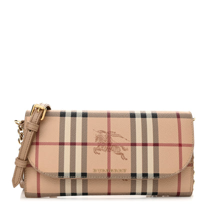 Burberry Haymarket Check Henley Wallet On Chain Mid Camel 1 of 14