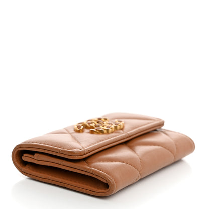 Chanel Lambskin Quilted Chanel 19 Flap Card Holder Brown 4 of 8