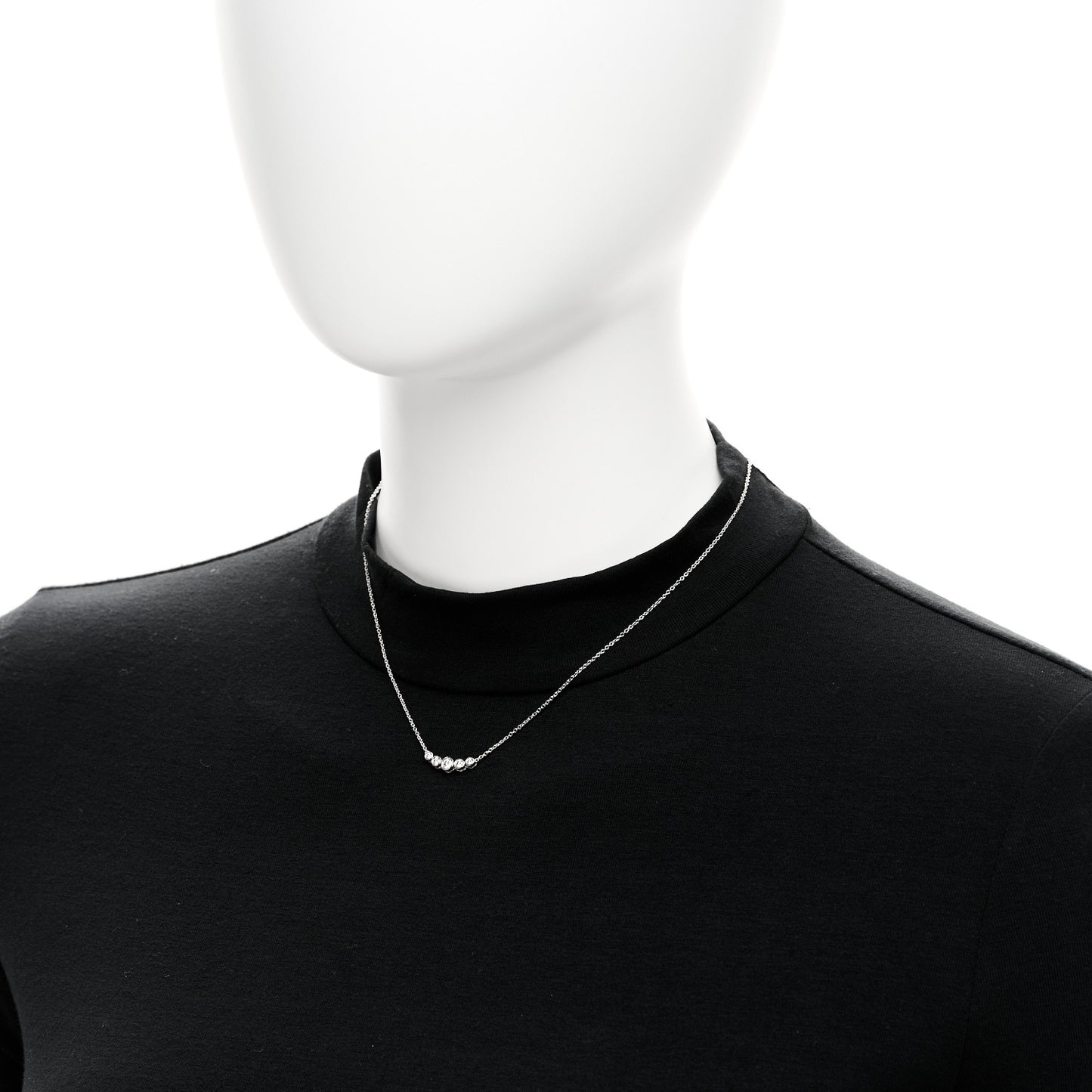 Platinum Diamond Jazz Graduated Pendant Necklace