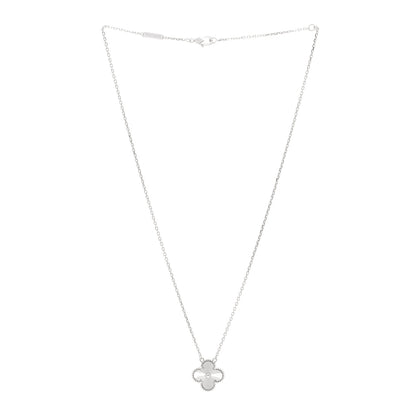 Van Cleef & Arpels 18K White Gold Guilloche Vintage Alhambra Pendant Necklace 3 of 5