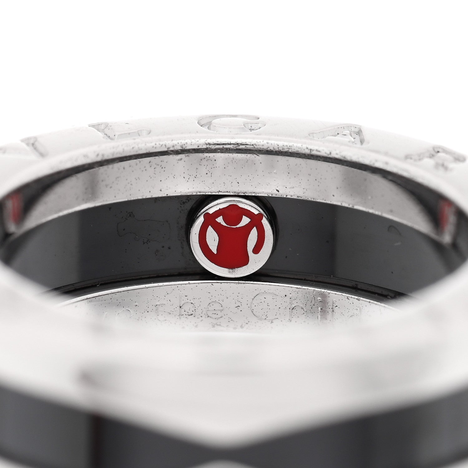 Bulgari Sterling Silver Ceramic Save The Children One-Band Ring 47 4 5 of 6