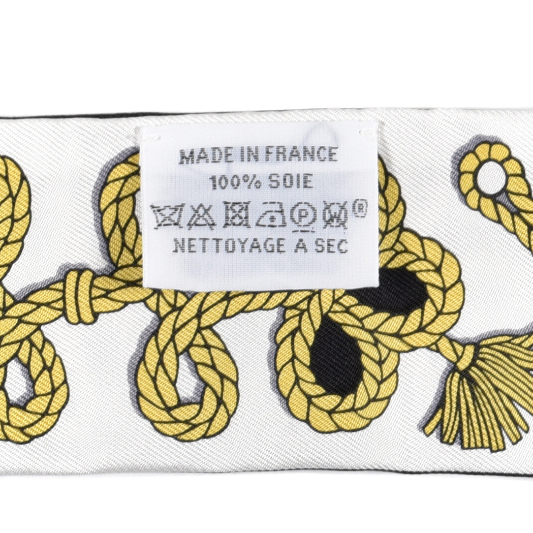 Hermes Silk Galons Et Brandebourg Twilly Black Gold White 4 of 4