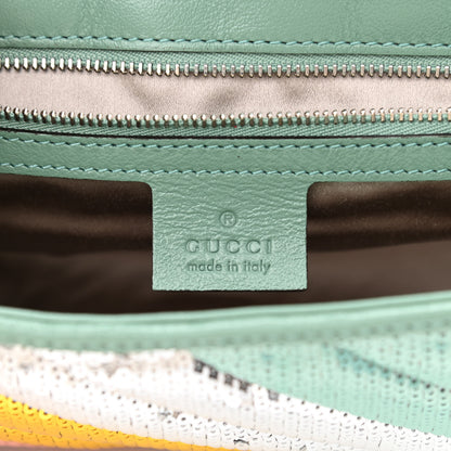 Gucci Sequin Satin Calfskin Matelasse Diagonal Small GG Marmont Shoulder Bag Grigio Argento Verde Chiaro Rosa Giallo Light Water Green 6 of 11