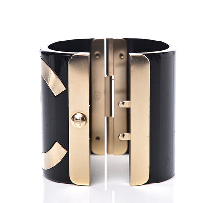 Chanel Resin CC Cuff Black Gold 4 of 6