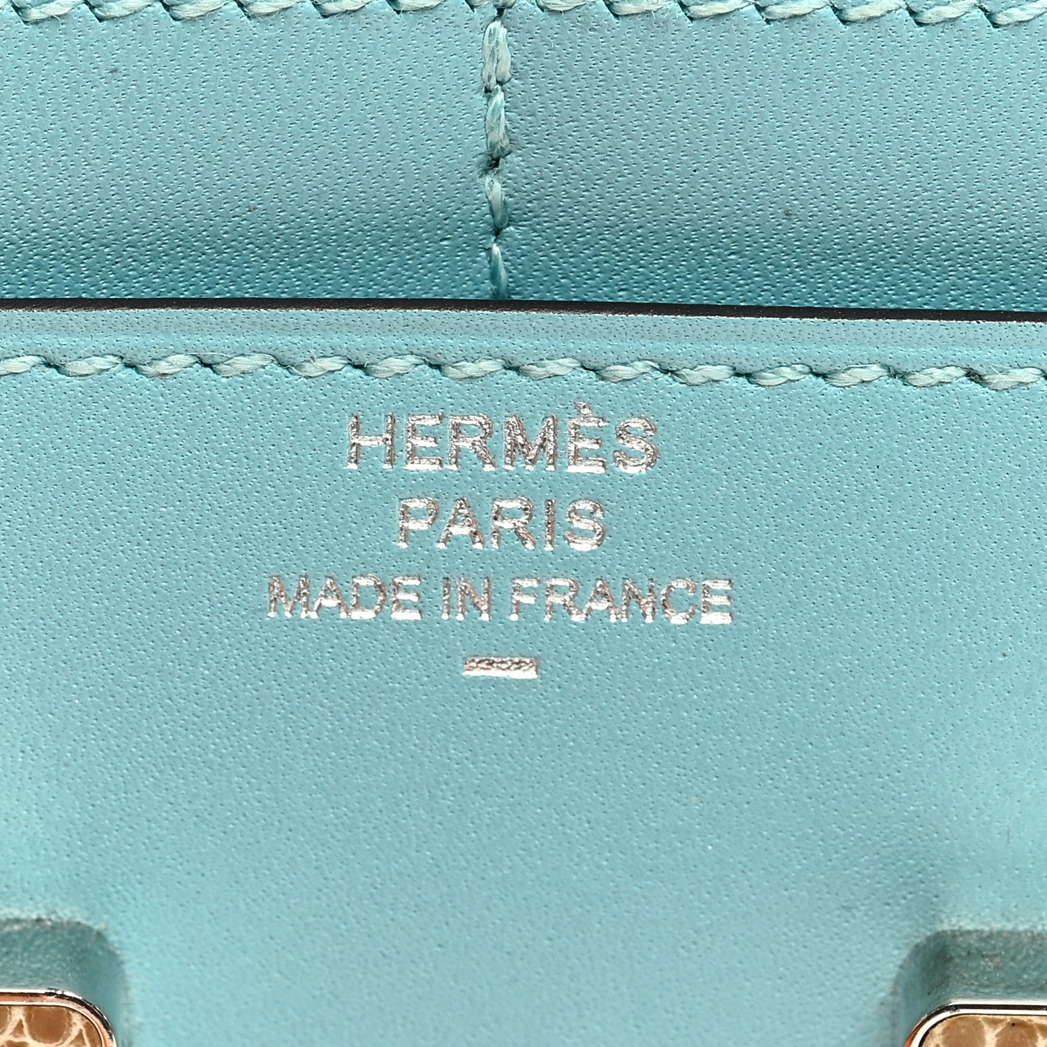 Hermes Tadelakt Lizard Constance Short Wallet Bleu Atoll Ficelle 6 of 6