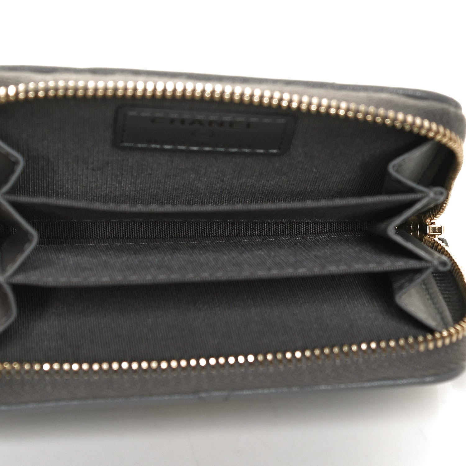 Chanel Lambskin Quilted Chanel 19 Zip Around Coin Purse Wallet Grey 5 of 12