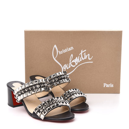 Christian Louboutin Calfskin Studded Tina Goes Mad 55 Slide Sandals 37 Black 7 of 7