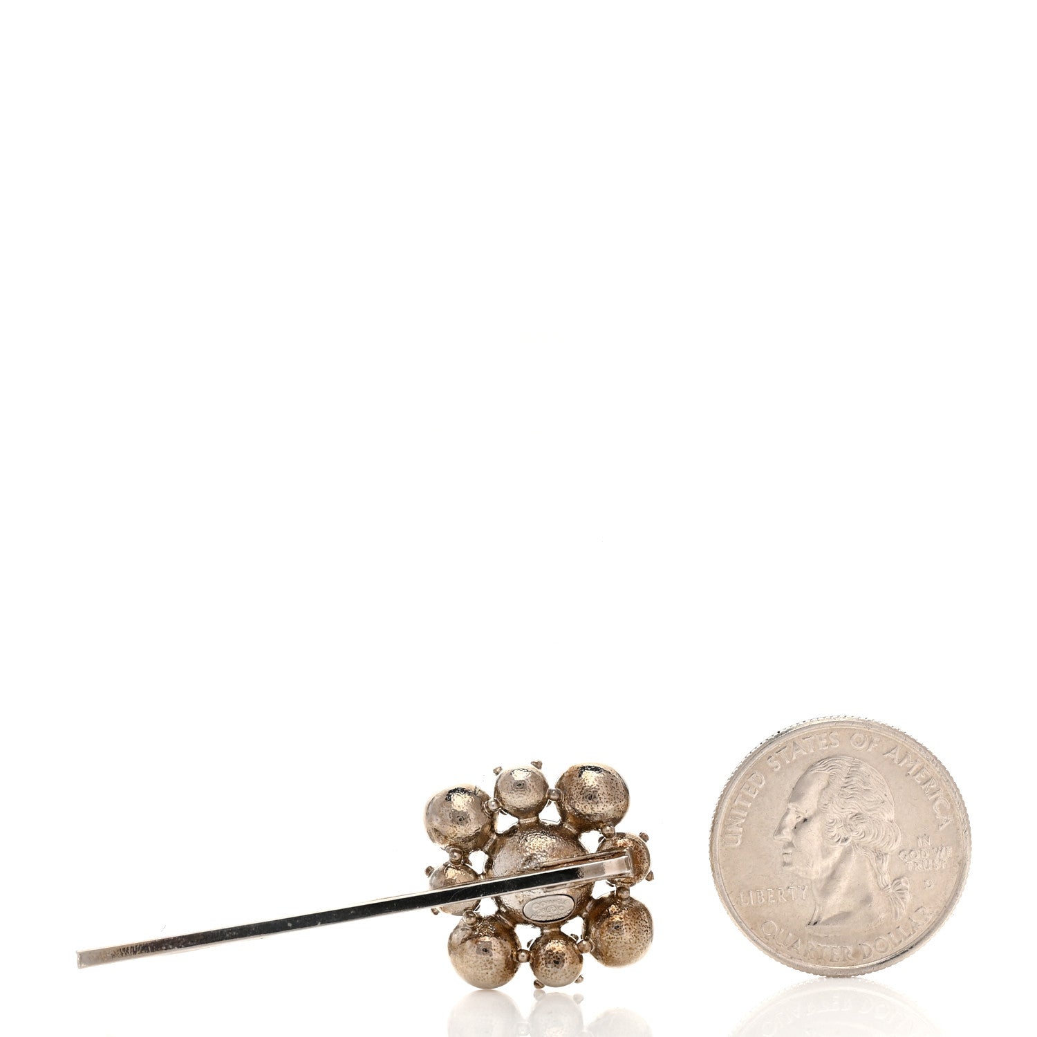 Chanel Crystal CC Hair Clip Pin Silver 2 of 4