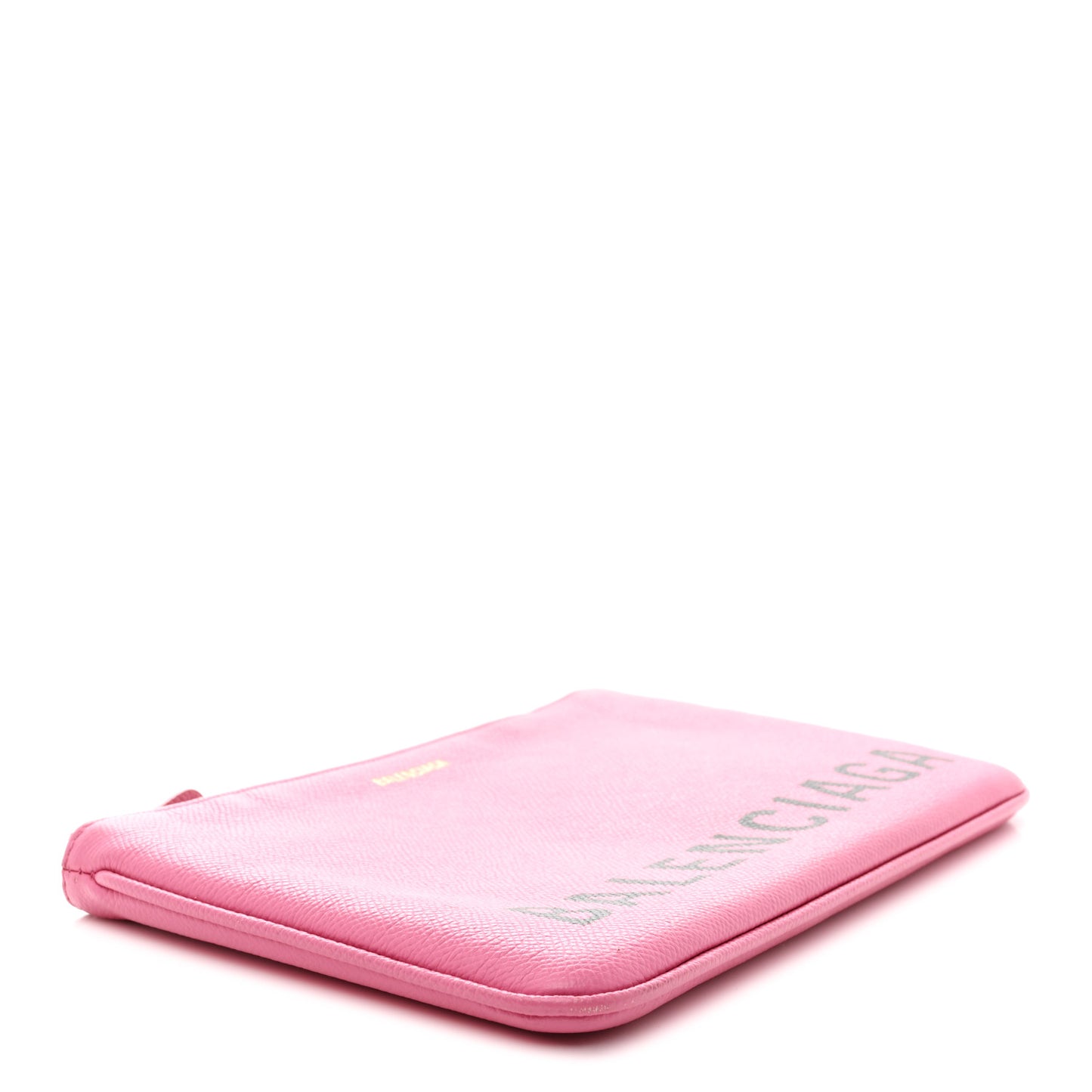 Calfskin Logo Large Zip Pouch Acid Pink