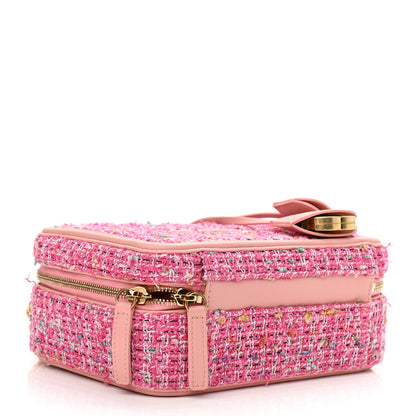 Chanel Tweed Quilted Medium CC Filigree Vanity Case Pink 4 of 11