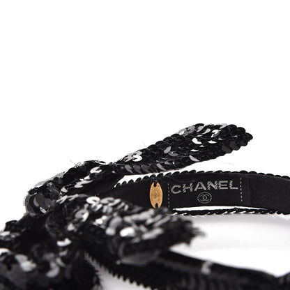Chanel Sequin Bow Headband Black 5 of 9