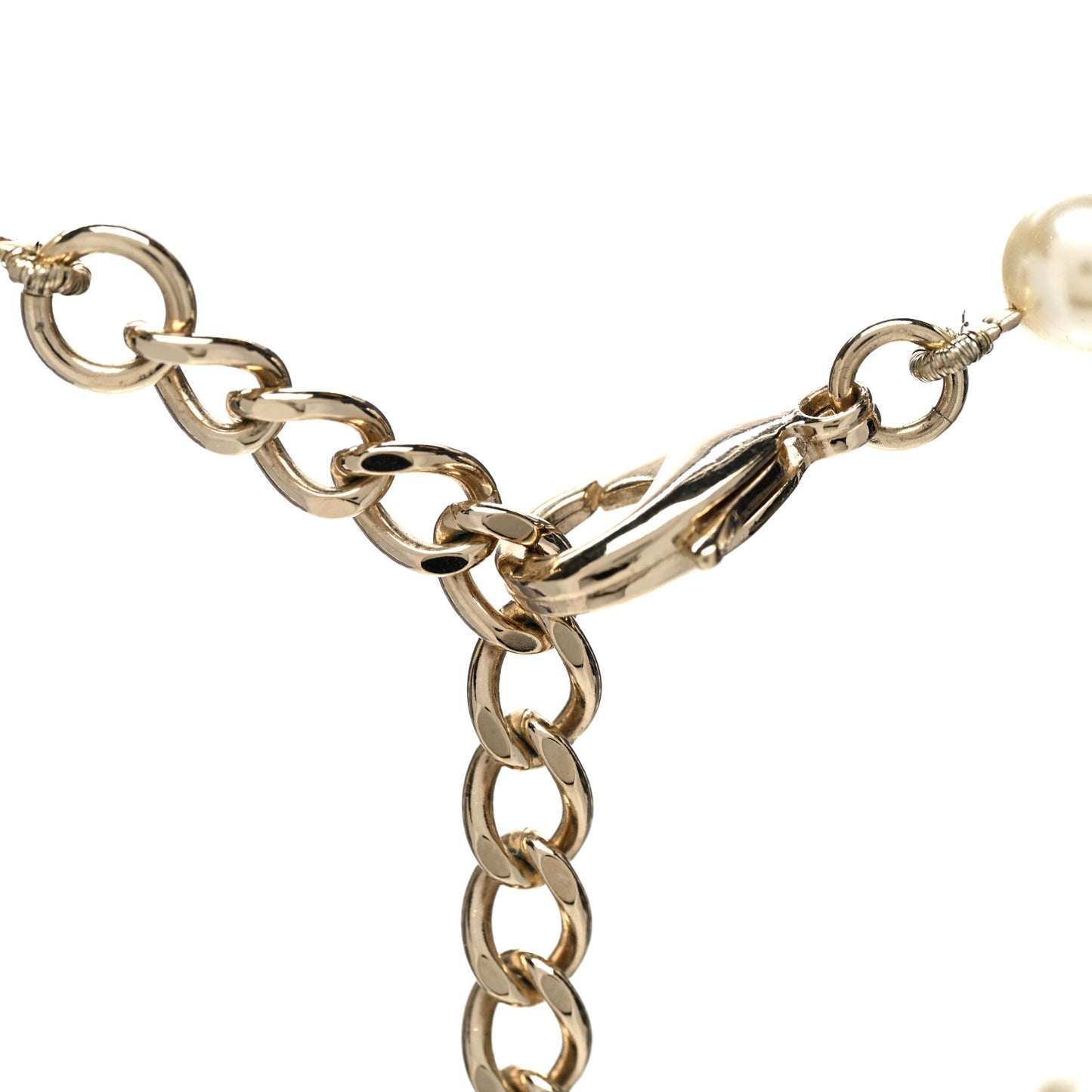 Pearl Crystal CC Camellia Choker Necklace Gold