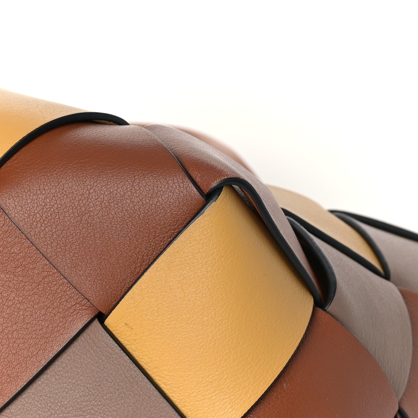 Calfskin Small Woven Basket Surplus Bag Hazelnut Camel