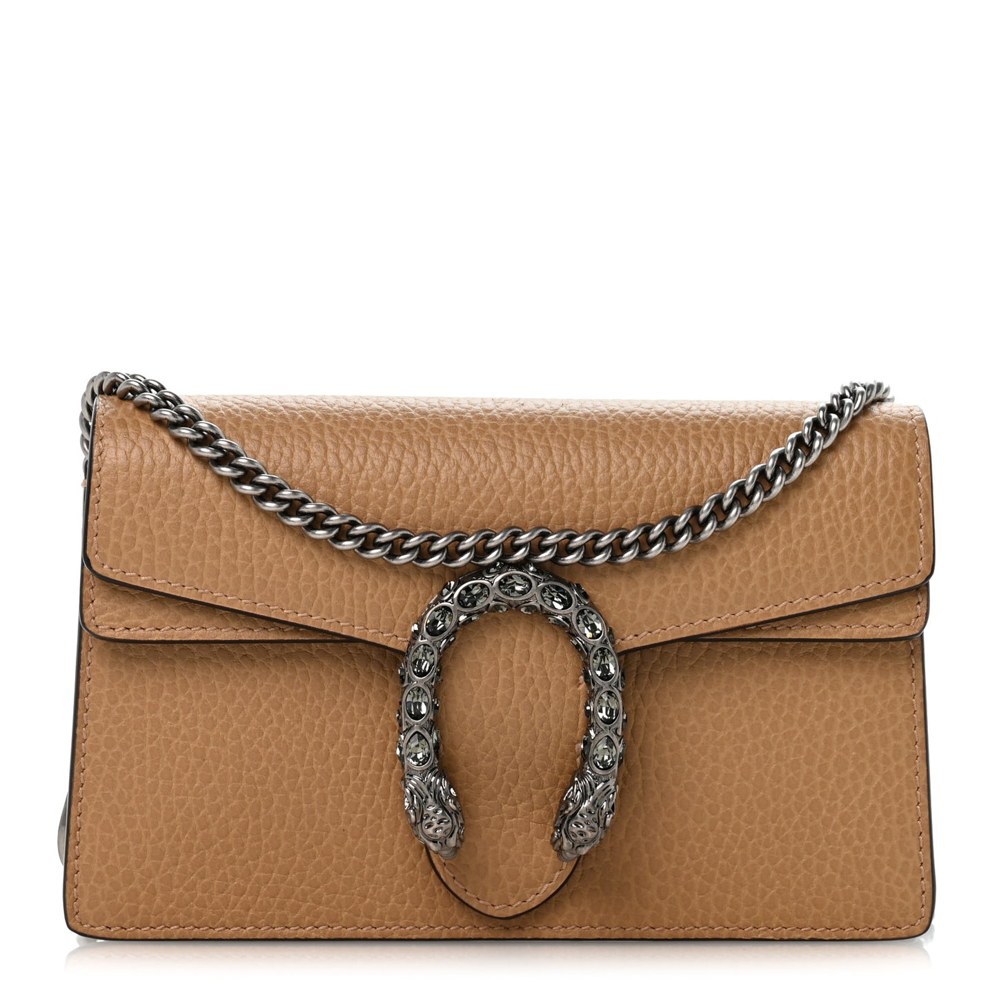 Dollar Calfskin Crystal Super Mini Dionysus Shoulder Bag Natural Tan Black Diamond