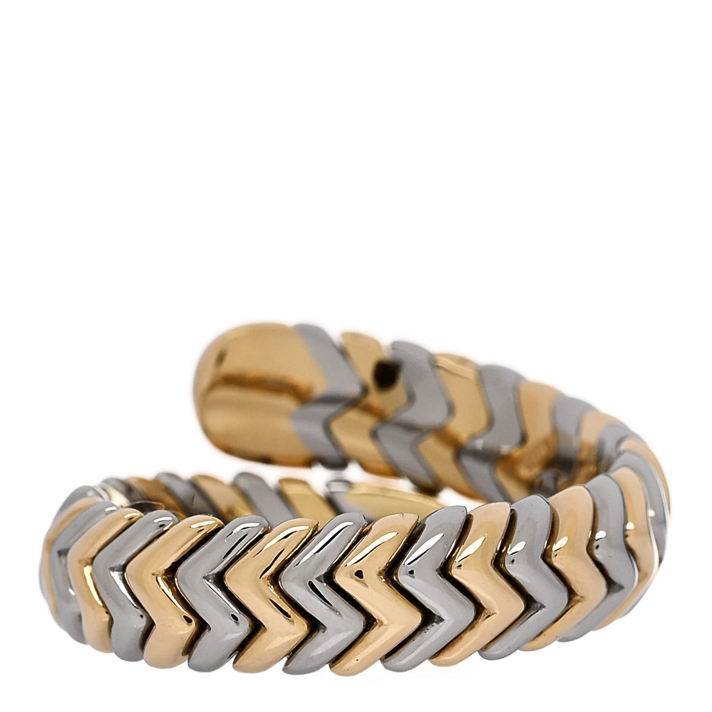 18K Yellow Gold Stainless Steel Spiga Tubogas Ring 54 6.75