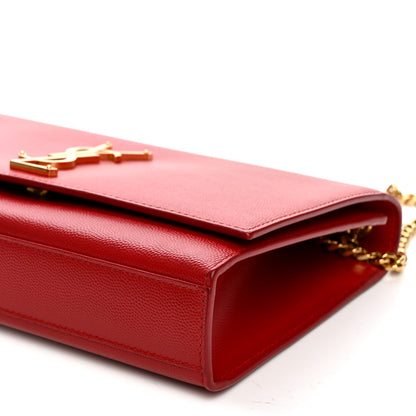 Saint Laurent Grain De Poudre Medium Monogram Kate Satchel Red 9 of 10