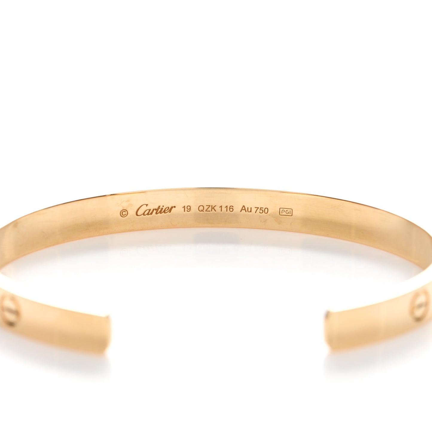 18K Yellow Gold LOVE Cuff Bracelet 19