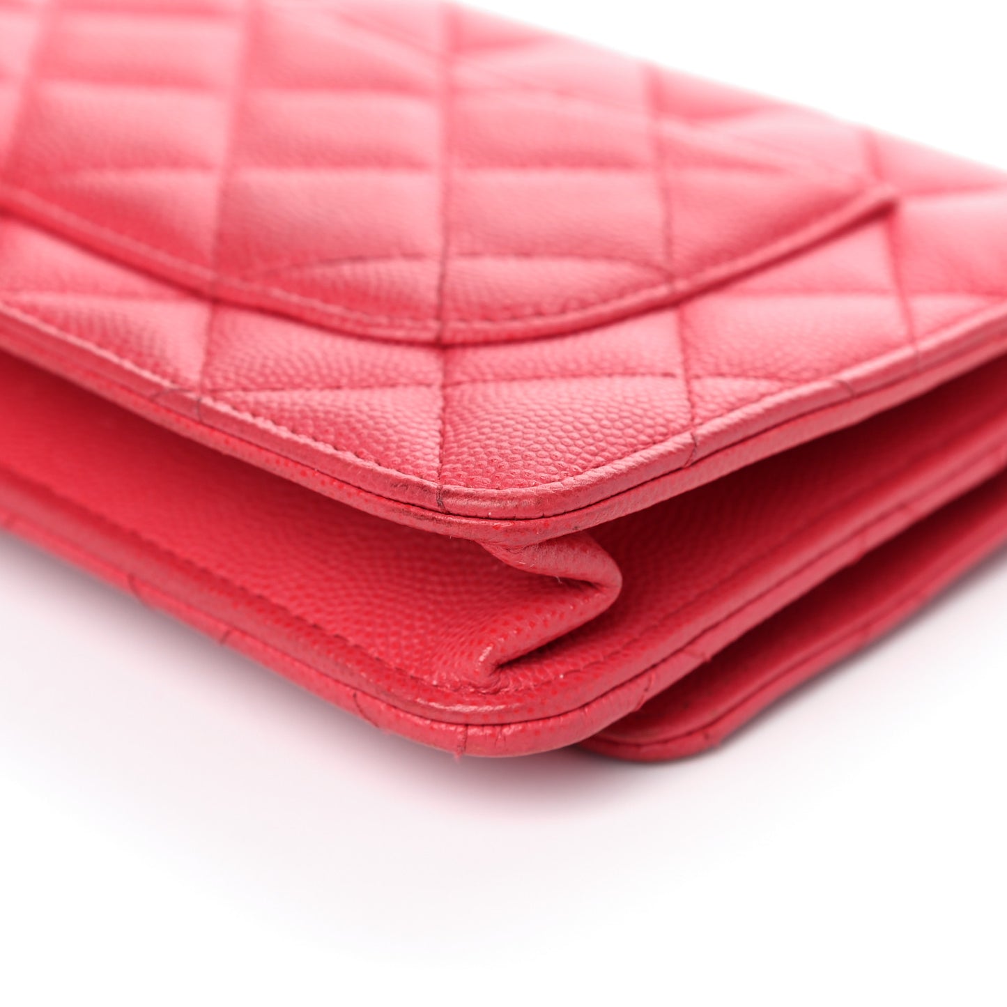 Caviar Quilted Wallet On Chain WOC Dark Pink